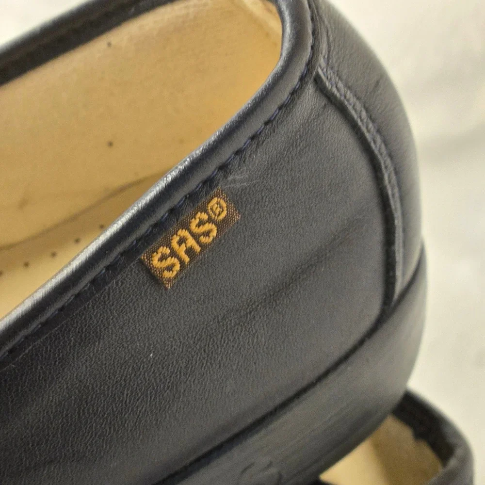 SAS Womens Penny Loafers Navy Blue Leather Comfort Walking Shoes Handcrafted